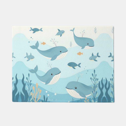 Onder het Zee Whales & Fish Deurmat (Voorkant)