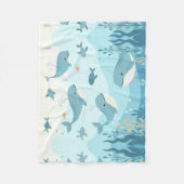 Onder het Zee Whales & Fish Fleece Deken (Voorkant)