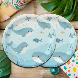 Onder het Zee Whales & Fish Kinder Papieren Bordje