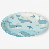 Onder het Zee Whales & Fish Kinder Papieren Bordje (Gekanteld)