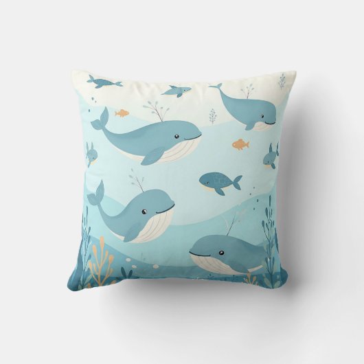 Onder het Zee Whales & Fish Kussen (Achterkant)