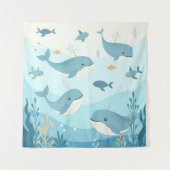 Onder het Zee Whales & Fish Nursery Achtergrond Wandkleed (Voorkant)