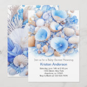 Onder het Zee Whimsical Blue Shell Boy Baby shower Kaart (Voorkant / Achterkant)