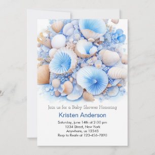 Onder het Zee Whimsical Blue Shell Boy Baby shower Kaart