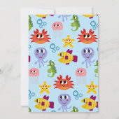 Onder het Zee Whimsical Creatures Birthday Party Kaart (Achterkant)