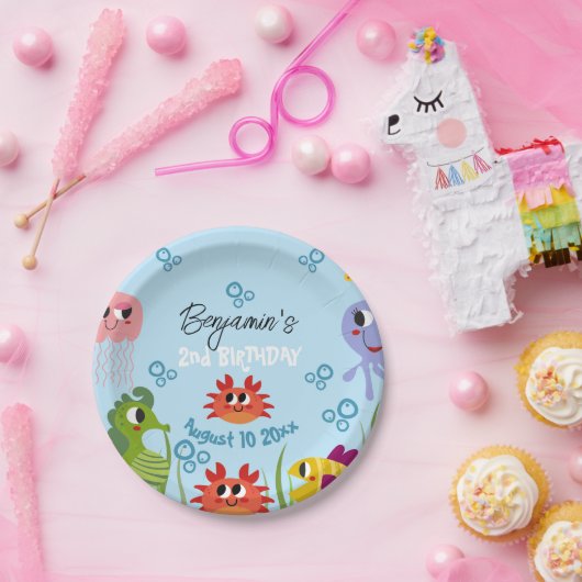 Onder het Zee Whimsical Creatures Birthday Party Papieren Bordje (Feest)