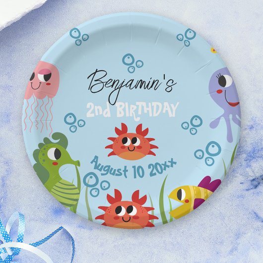 Onder het Zee Whimsical Creatures Birthday Party Papieren Bordje