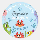 Onder het Zee Whimsical Creatures Birthday Party Ronde Sticker (Voorkant)