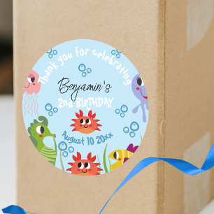 Onder het Zee Whimsical Creatures Birthday Party Ronde Sticker