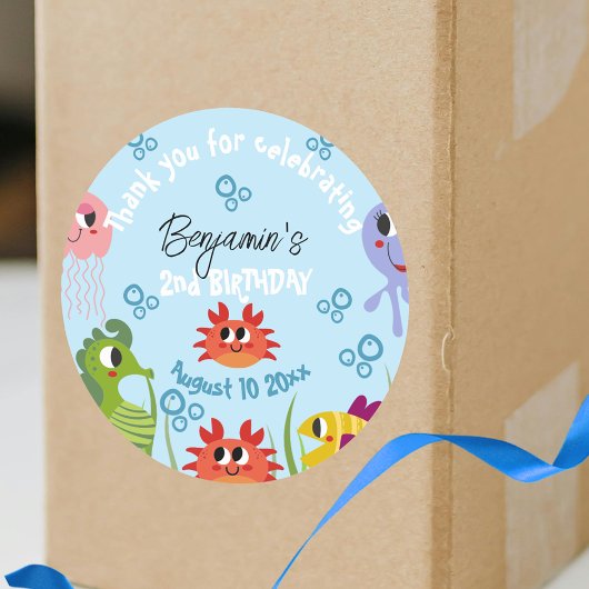 Onder het Zee Whimsical Creatures Birthday Party Ronde Sticker