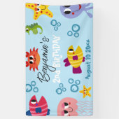 Onder het Zee Whimsical Creatures Birthday Party Spandoek (Verticaal)