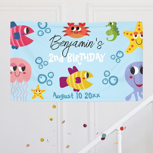 Onder het Zee Whimsical Creatures Birthday Party Spandoek