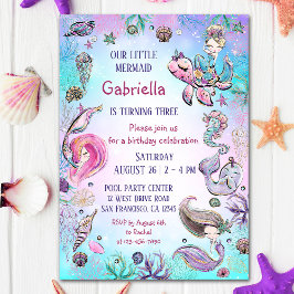 Onder het Zee Whimsical Mermaid Birthday Party Kaart