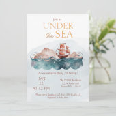 Onder het Zee Whimsical Ocean Baby shower Kaart (Staand voorkant)