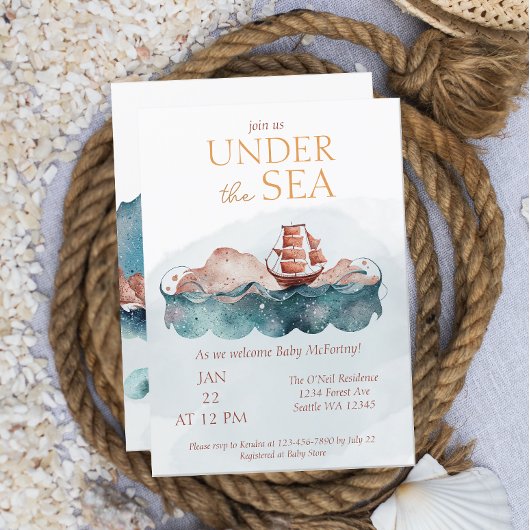 Onder het Zee Whimsical Ocean Baby shower Kaart
