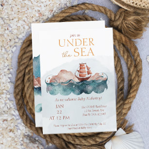 Onder het Zee Whimsical Ocean Baby shower Kaart