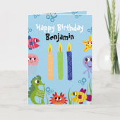 Onder het Zee Whimsical Schattige Creatures Birthd Kaart (Voorkant)