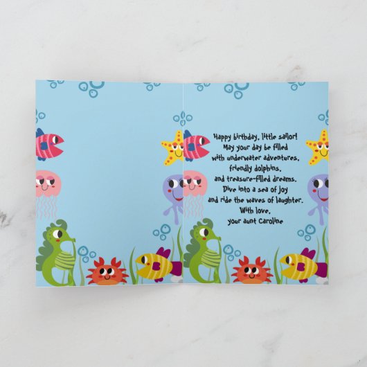 Onder het Zee Whimsical Schattige Creatures Birthd Kaart (Binnen)