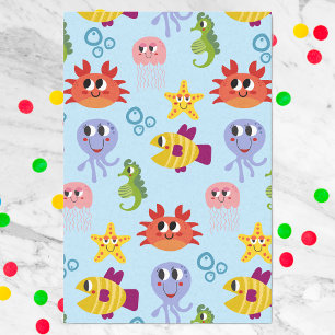 Onder het Zee Whimsical Schattige Creatures Birthd Tissuepapier