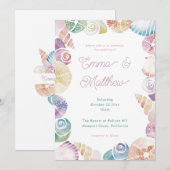Onder het Zee Whimsical Waterverf Beach Bruiloft Kaart (Voorkant / Achterkant)
