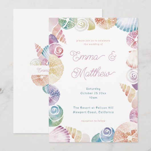 Onder het Zee Whimsical Waterverf Beach Bruiloft Kaart (Voorkant / Achterkant)