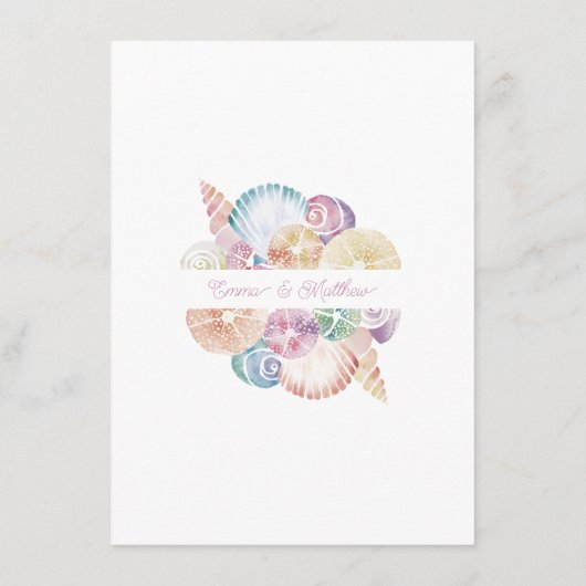 Onder het Zee Whimsical Waterverf Trouwgegevens Informatiekaartje (Achterkant)