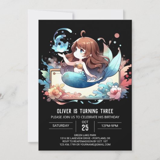 Onder het Zee Whimsy Mermaid Birthday Kaart (Voorkant)
