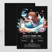 Onder het Zee Whimsy Mermaid Birthday Kaart (Voorkant / Achterkant)