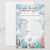 Onder het Zee 'Wie kent het beste Baby shower van  (Voorkant / Achterkant)