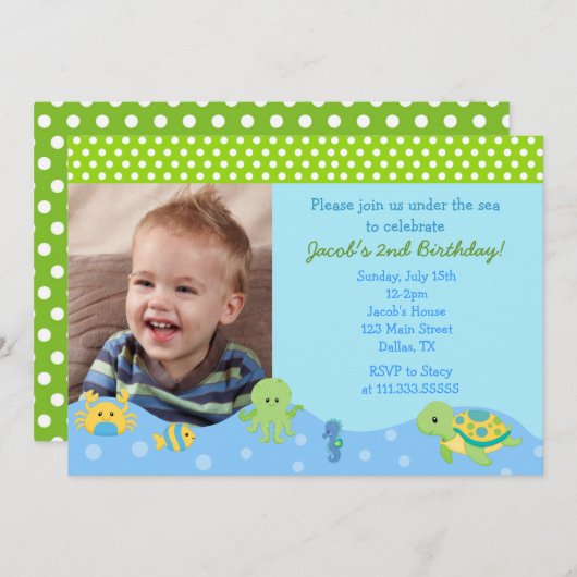 Onder het Zee worden aangepaste uitnodigingen op d (Voorkant / Achterkant)