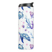 Onder het zee wordt een naadloos patroon gemaakt thermosbeker (Gedraaid links)