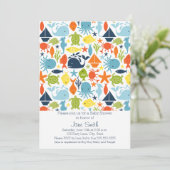 Onder het Zee wordt Ocean Creatures Baby shower Kaart (Staand voorkant)