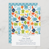 Onder het Zee wordt Ocean Creatures Baby shower Kaart (Voorkant / Achterkant)