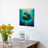 Onder het Zee Zee Dieren Steampunk onderzeeër twee Folie Afdrukken (Laag (Keuken))