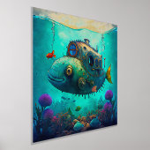 Onder het Zee Zee Dieren Steampunk onderzeeër twee Folie Afdrukken (Laagn)