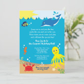 Onder het Zee, Zee Life Birthday Invitation Kaart (Staand voorkant)