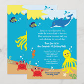 Onder het Zee, Zee Life Birthday Invitation Kaart (Voorkant / Achterkant)