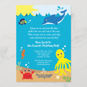 Onder het Zee, Zee Life Birthday Invitation Kaart