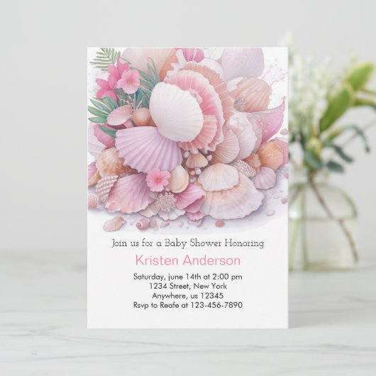 Onder het Zee Zee Shell Delight Baby shower Kaart (Staand voorkant)