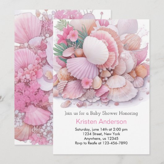 Onder het Zee Zee Shell Delight Baby shower Kaart (Voorkant / Achterkant)