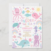 Onder Het Zee Zee Wezens 1e Verjaardagsfeest Kaart (Voorkant)