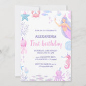 Onder het Zee Zeemeermin 1e Verjaardag Kaart (Voorkant)