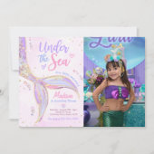 Onder het Zee Zeemeermin 3e Verjaardagsfeest Foto Kaart (Voorkant)