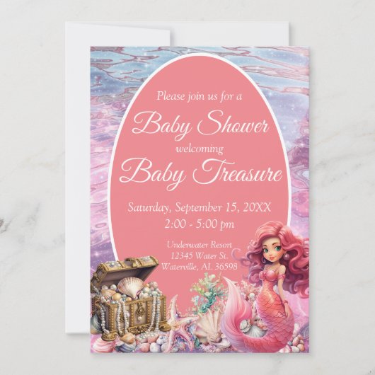 Onder het Zee Zeemeermin Baby shower Kaart (Voorkant)