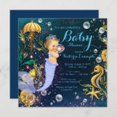 Onder het Zee Zeemeermin Baby shower Kaart (Voorkant / Achterkant)