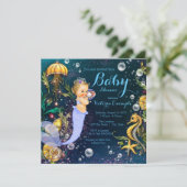 Onder het Zee Zeemeermin Baby shower Kaart (Staand voorkant)