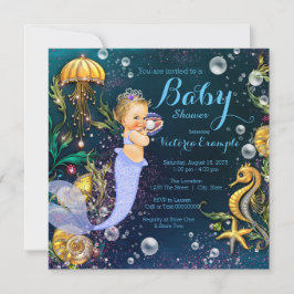 Onder het Zee Zeemeermin Baby shower Kaart