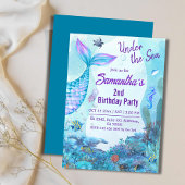 Onder het zee zeemeermin blauw & paarse 2e verjaar kaart