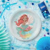 Onder het Zee Zeemeermin (Donkere huid) in Oyster  Papieren Bordje (Feest)