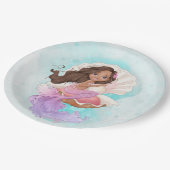Onder het Zee Zeemeermin (Donkere huid) in Oyster  Papieren Bordje (Gekanteld)